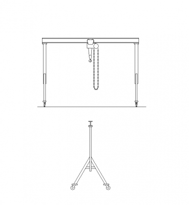 2D CAD Drawing of a Portable Gantry Crane CADBlocksfree Thousands
