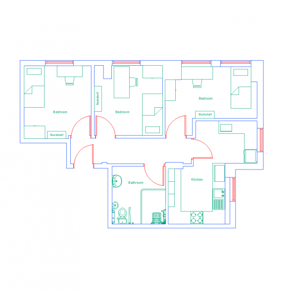  Student campus communal kitchen CAD layout