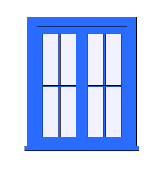 Double Window Timber-4 Lite Revit Family 