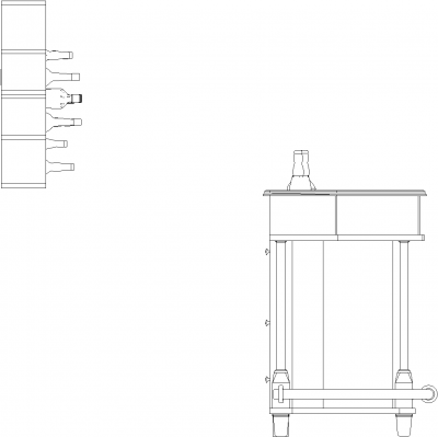 1989mm Wide Granite Top Bar Counter with Wine Storage Left Side