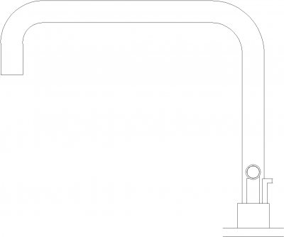 235mm Length Tub Faucet with Double Handle Right Side Elevation dwg