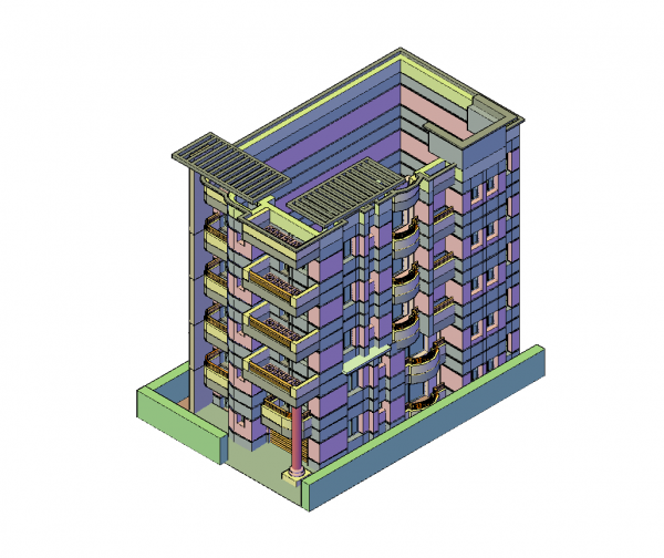 Five Storied Residential Building dwg