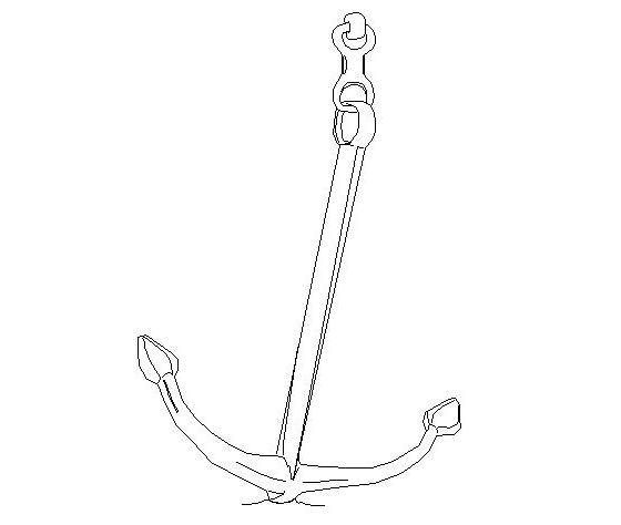 Boat anchor CAD elevation drawing - cadblocksfree