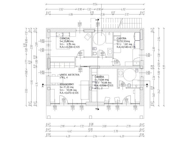 Download this residential house plan of dimension 11.5mx9.1mavailable in Autocad version 2017.
