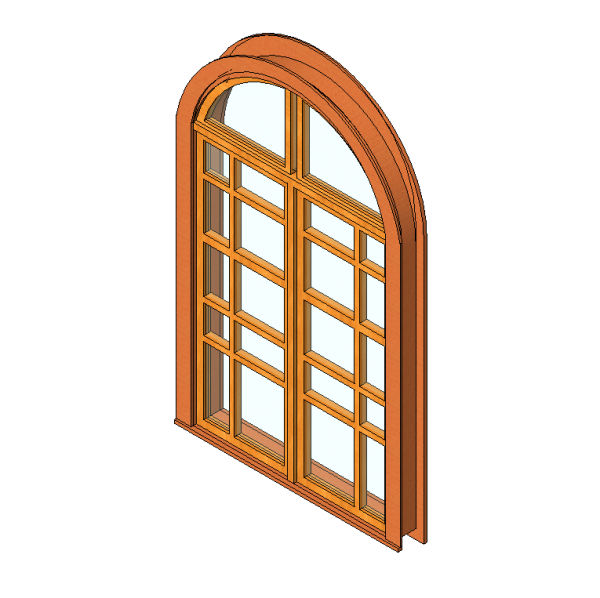 Glazed door with arch window Revit model