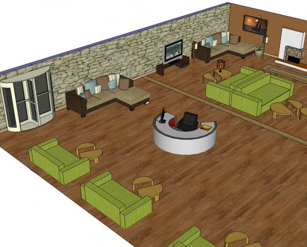 Pasillo del hotel modelo de diseño SketchUp