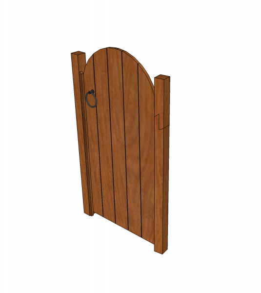 jardín de madera modelo de SketchUp puerta