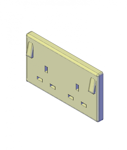 Two gang switched socket 3D CAD model