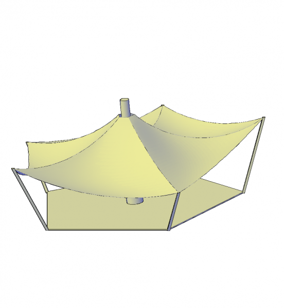 Bloque CAD 3D da barraca de tendas
