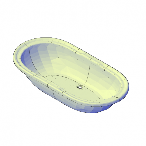 bañera ovalada bloque de CAD en 3D