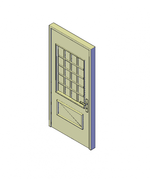 Semi verglaste Tür 3D-CAD-Block