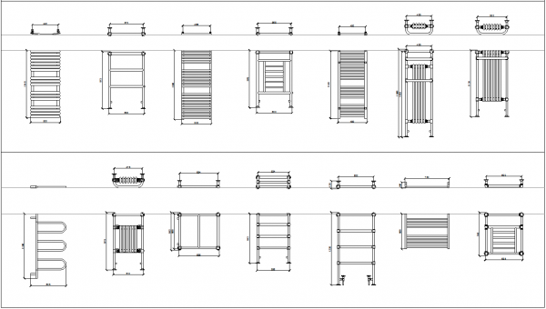 Heated towel rails radiators CAD collection 