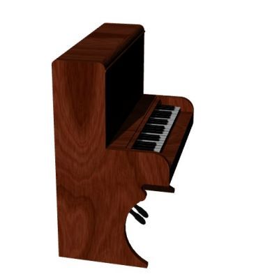 wooden designed baby grand piano with sitting 3d model .3dm format