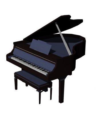large stretched designed baby grand piano 3d model .3dm format