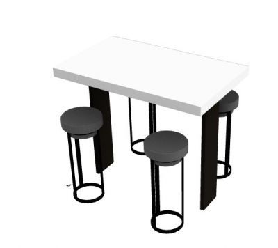 bar designed of wood with four chairs 3d model .3dm format Thousands