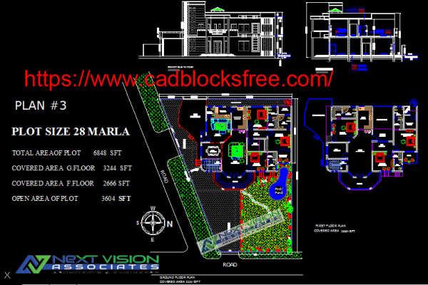House plan 28 Marla With Landscaping DWG
