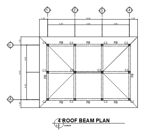 AutoCAD download Roof Beam Plan DWG Drawing