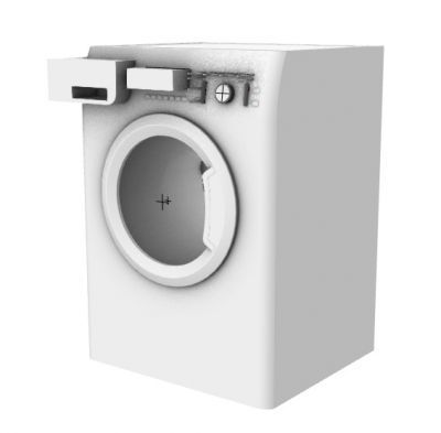 modern white washing machine with front opening 3d model .3dm format