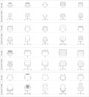 Cadeiras de escritório CAD coleção dwg