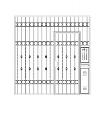 Security entrance gate with intercom dwg