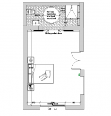 Дизайн спальни и ванной комнаты CAD dwg