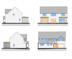 5ベッドルームの家の設計計画と立面図dwg図面