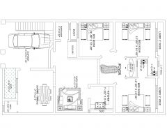 Download this residential house plan of dimension 33'x57' available in Autocad version 2017.
