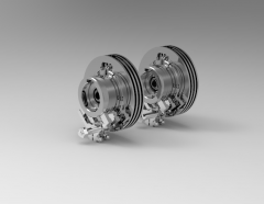 Autodesk Inventor 3D CAD Model of EM Powder clutch with radiator, torque 350Nm.