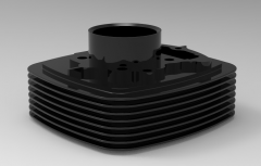 Autodesk Inventor 3D CAD Model of engine cylinder with cooling fins 