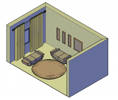 Living Room Layout 3d dwg 