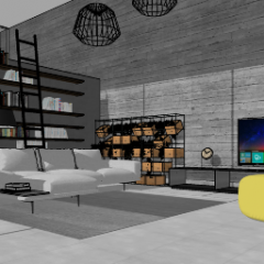 Living room design with plant shelf skp