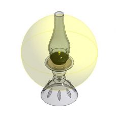 Vintage Antique Glass Oil Lamp Light Revit Family