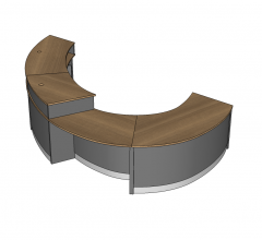 modelos 3D de escritorio de recepción curvo