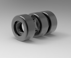 Solid-works 3D CAD Model of cylindrical steel rim,with Lifttruck tyre, wheel  D = 150,  bore = 85   Load capacity 1200