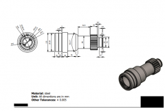 Inventor 2D CAD drawing of gear shaft 