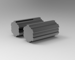 Fusion 360 3D CAD Model of fluted shaft with grooves, No. of Grv.6	 ID28,	OD32