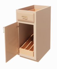 Wooden Base Cabinet 1_door_1_drawer_1_roll_out_tray_divider revit model