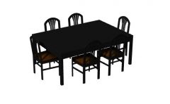 Simple designed dinning table sitting of six for cafeteria 3d model .3dm format