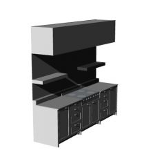 Multi cabinet designed kitchen platform 3d model .3dm format