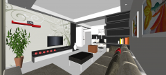 Living room design with desk skp