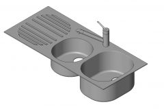 Sink Kitchen - Medium 2 Basins Revit Family