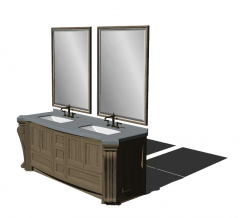 Sculpt wooden cabinet with bathroom vanity 2 sinks and 2 rectangle mirror skp