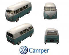 VW Camper Van pantalla dividida 3ds max modelo
