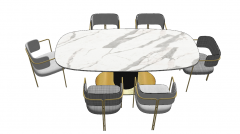 Marble table with 6 armchairs sketchup