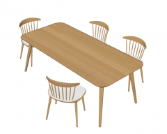 Wooden table with 4 chairs sketchup