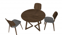 Wooden circle table with 3 chairs sketchup