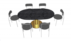 Dark marble table with 6 chairs sketchup