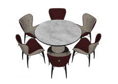White marble kitchen table with 6 chairs sketchup