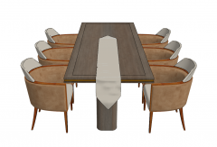 Wooden restaurant table with 6 chairs sketchup