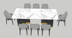 White marble table with 8 chairs sketchup